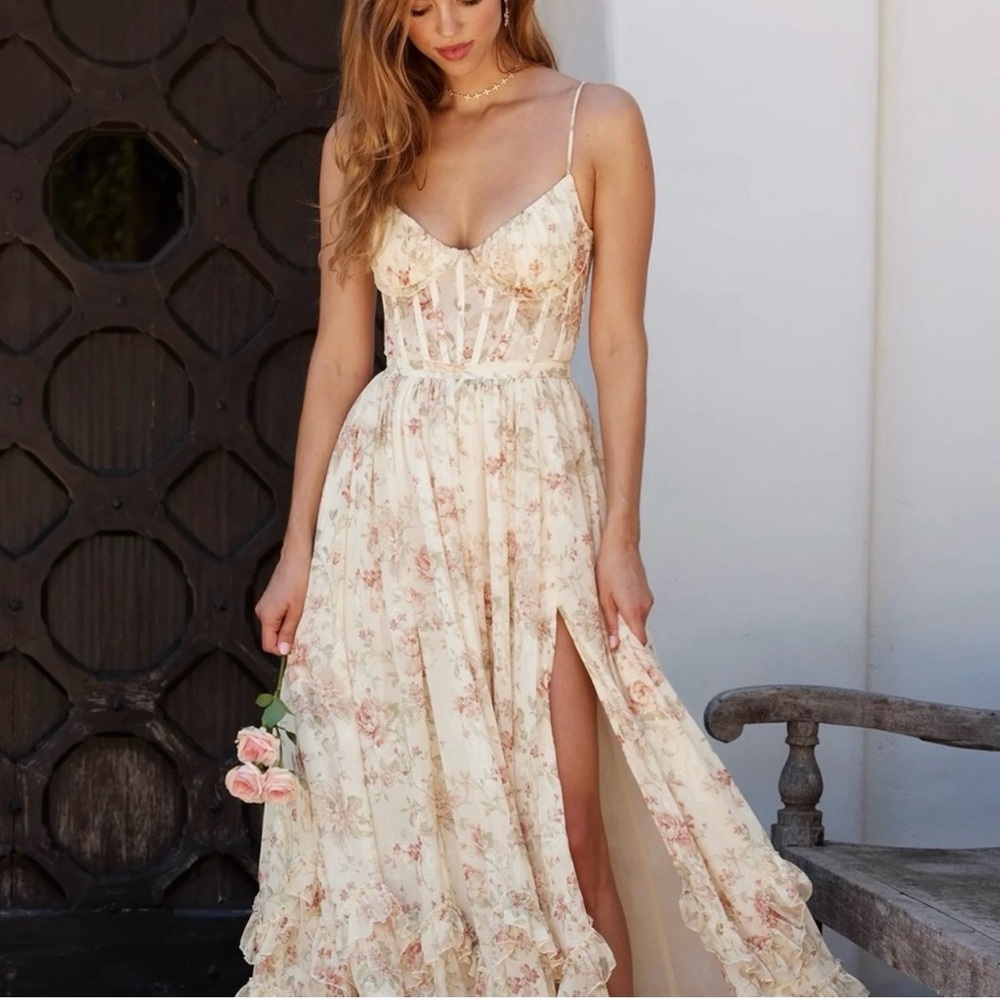 V Chapman Carmen corset dress with front slit
